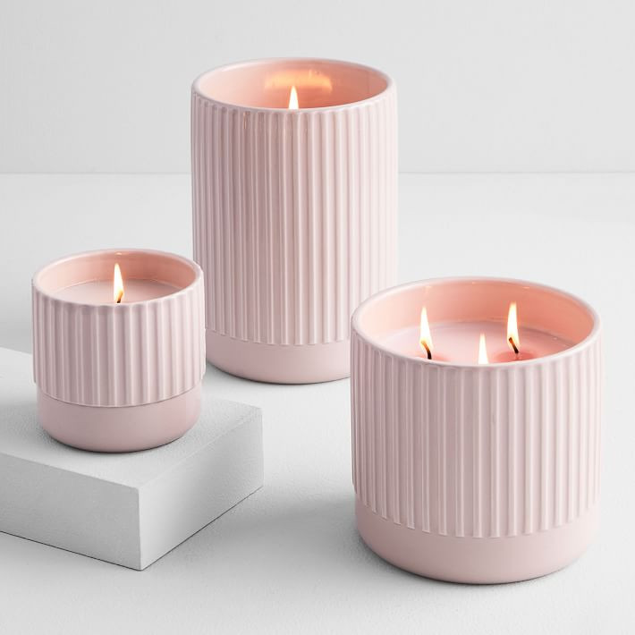 Fluted Pink Ceramic Candles - Blush Woods | West Elm (US)