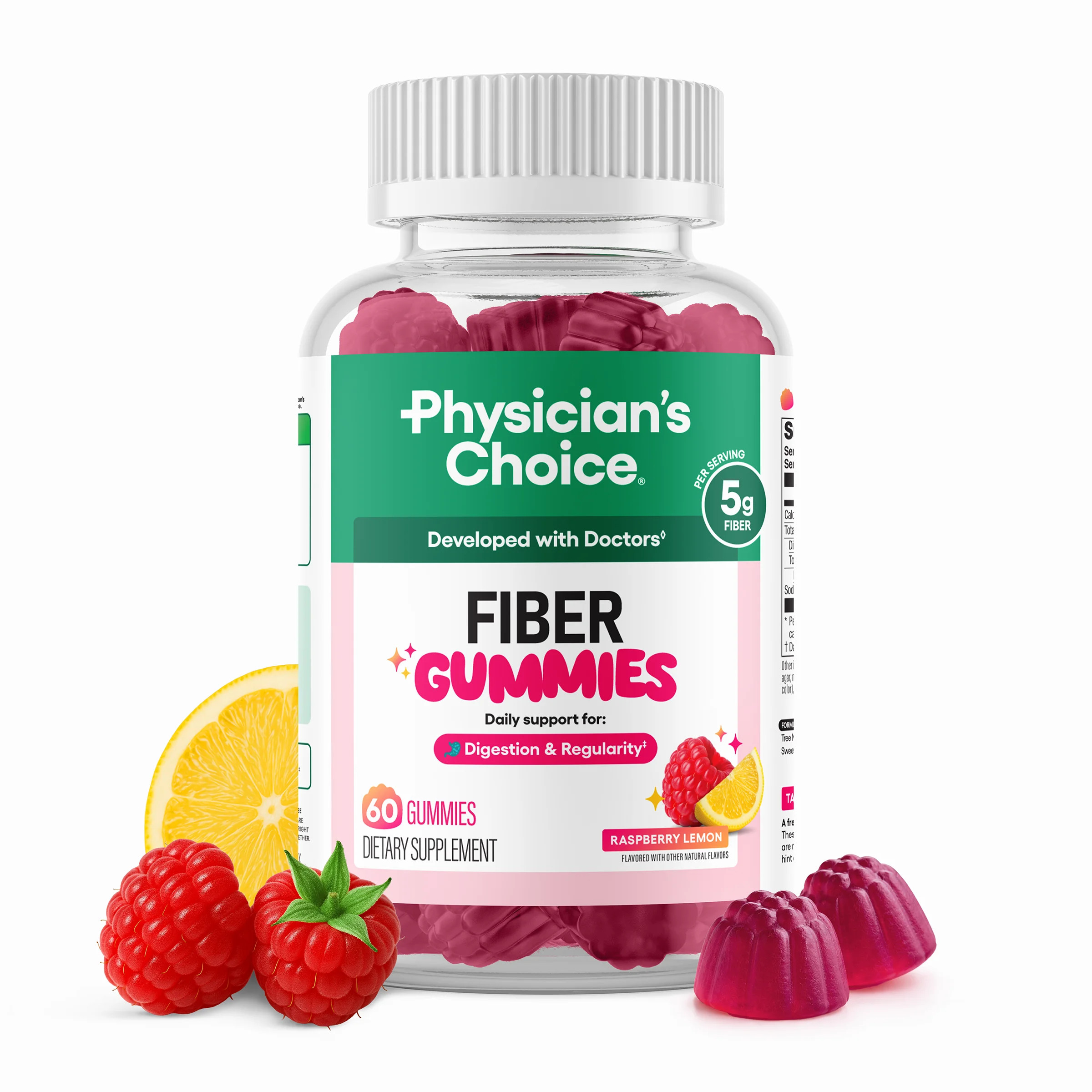 Physician’s Choice Fiber Gummies for Digestive Health & Regularity - Raspberry Lemon Flavor - 6... | Walmart (US)