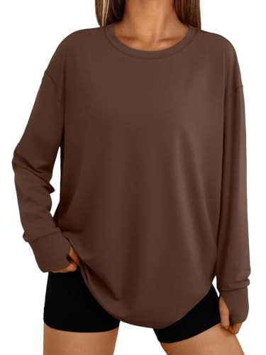 Trendy Queen Womens Oversized T Shirts Fall Thumb Hole Long Sleeve Workout Tops Fashion Plus Size... | Amazon (US)