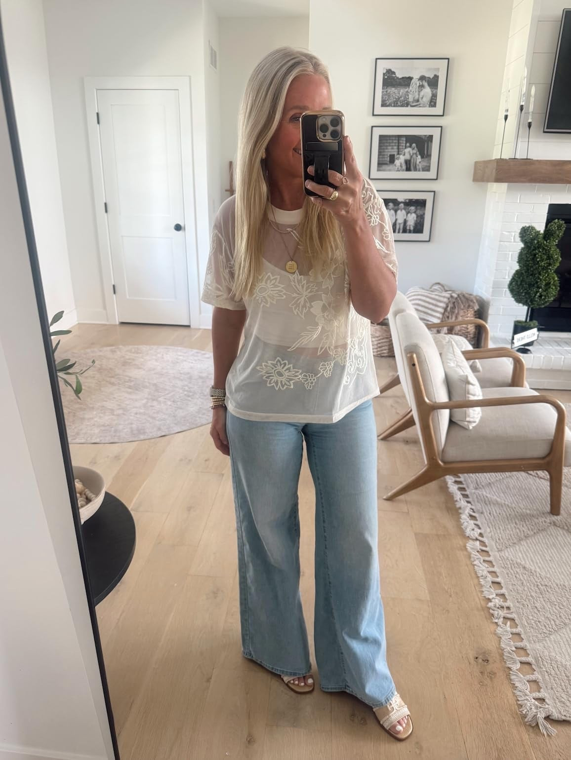 I'm wearing a medium in the mesh, lace top and a 28 in the shaping wide-leg jeans. Shop the look from Amazon !

#LTKmomlife #LTKootd #LTKOver40