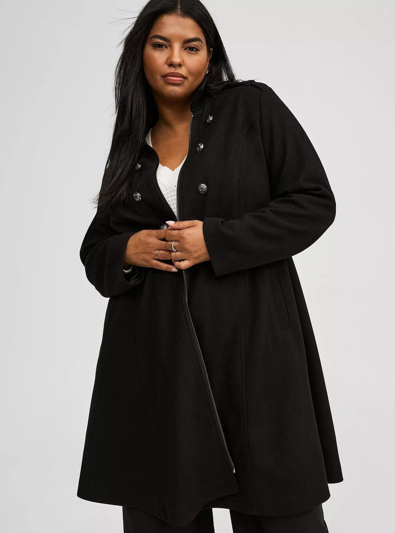 Softest Coat Zip Front Military Coat | Torrid (US & Canada)