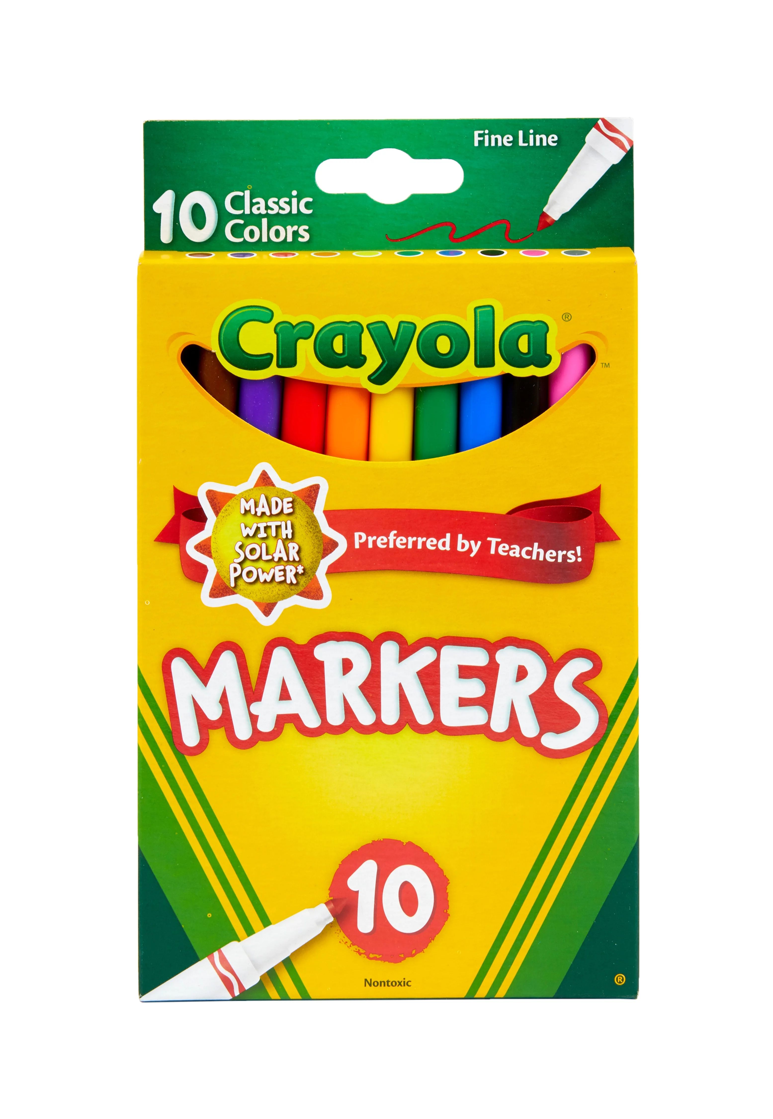 Crayola Classic Thin Line Marker Set, 10 Count, Assorted Colors, School Supplies for Kids - Walma... | Walmart (US)
