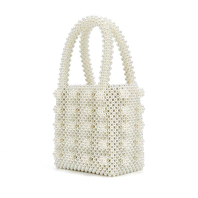 Boderier Womens Beaded Pearl Tote Bag Vintage Top Handle Handmade Faux Pearl Handbag Evening Bag ... | Amazon (US)