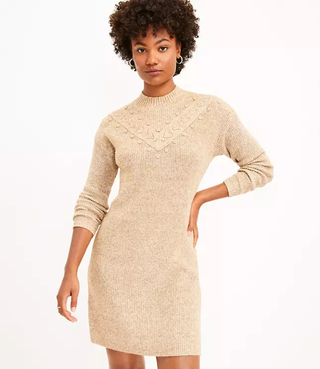 Bobble Mock Neck Sweater Dress | LOFT