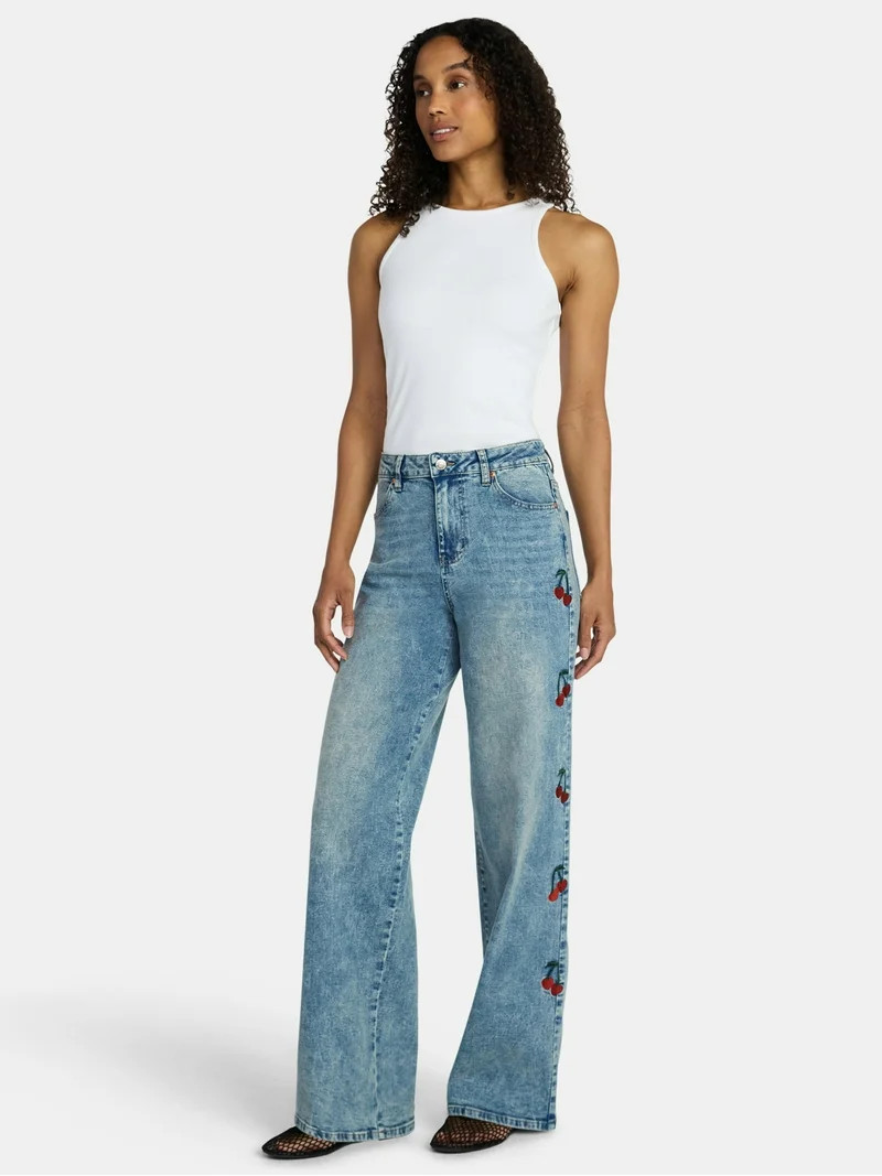 Madden NYC Women's Mid-Rise Embroidered Jean, Sizes 00-18 | Walmart (US)