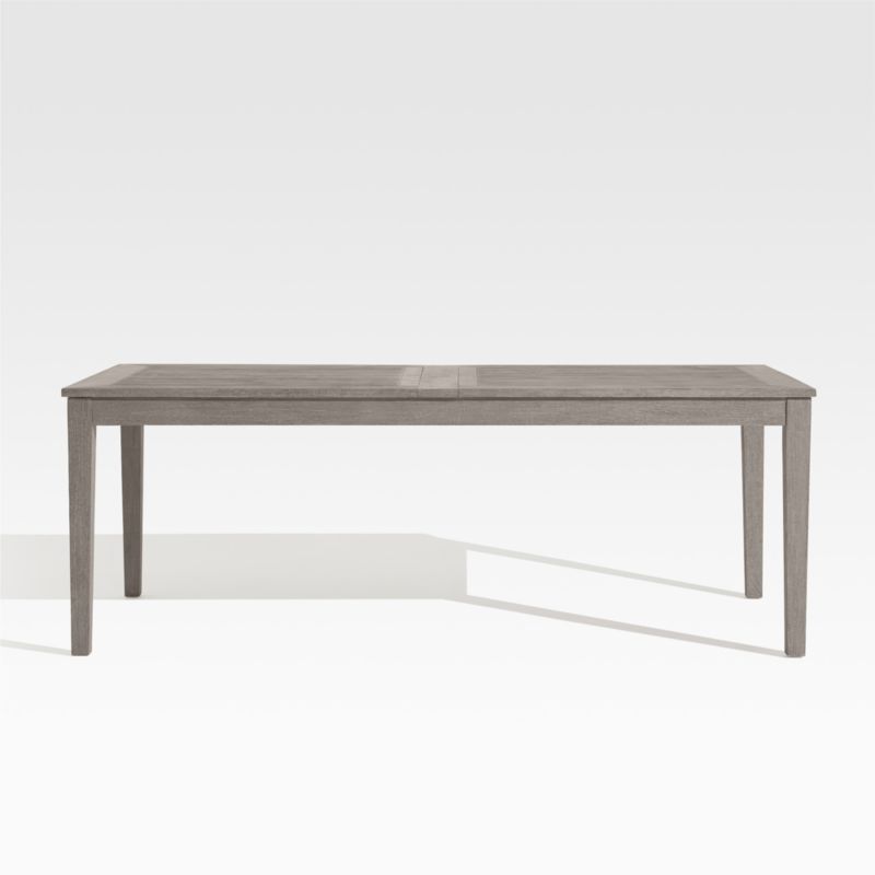 Regatta 84"-108" Weathered Grey Solid Teak Wood Extension Outdoor Dining Table + Reviews | Crate ... | Crate & Barrel