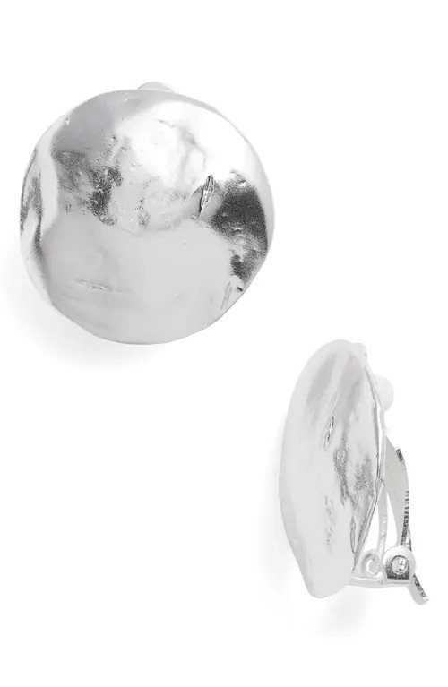 Karine Sultan Eva Shell Disc Clip-On Earrings in Silver at Nordstrom | Nordstrom