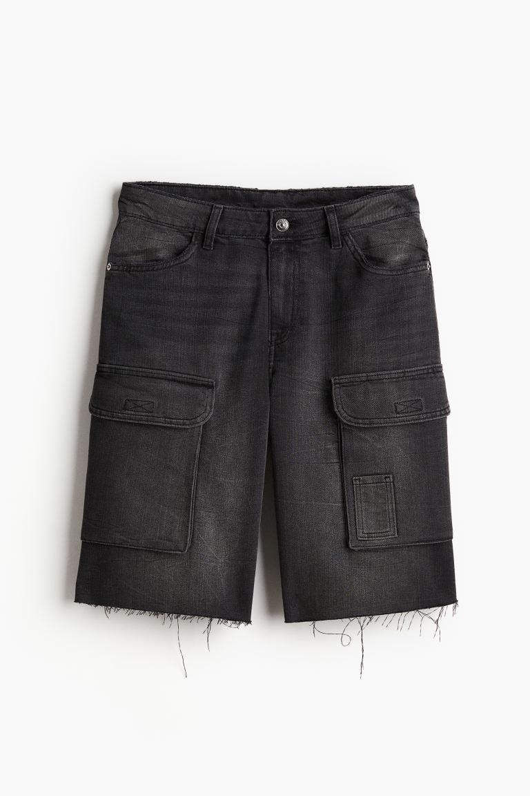 Low Denim Cargo Shorts - Black - Ladies | H&M US | H&M (US + CA)