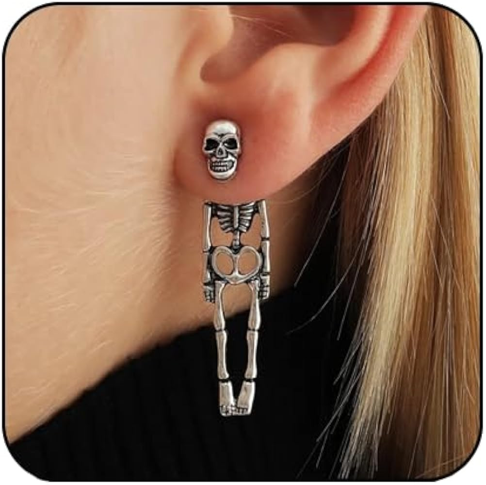 Punk Halloween Earrings for Women, Spooky Skull Skeleton Dangle Earrings for Women,Bloody Knife D... | Amazon (US)