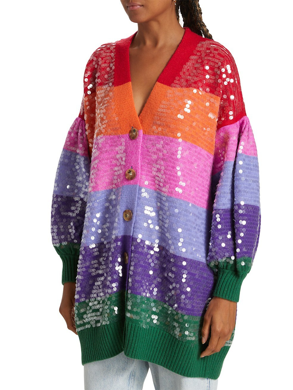 Colorblocked Sequin-Embroidered Cardigan | Saks Fifth Avenue