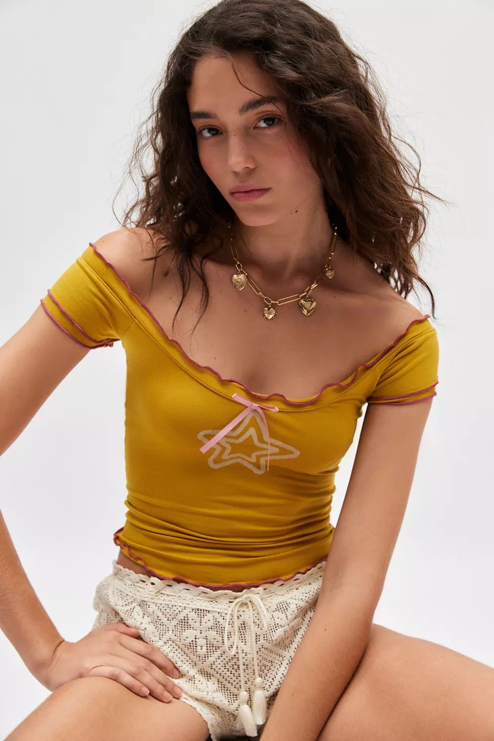 Angelica Star Graphic Lettuce Edge Tee | Urban Outfitters (US and RoW)