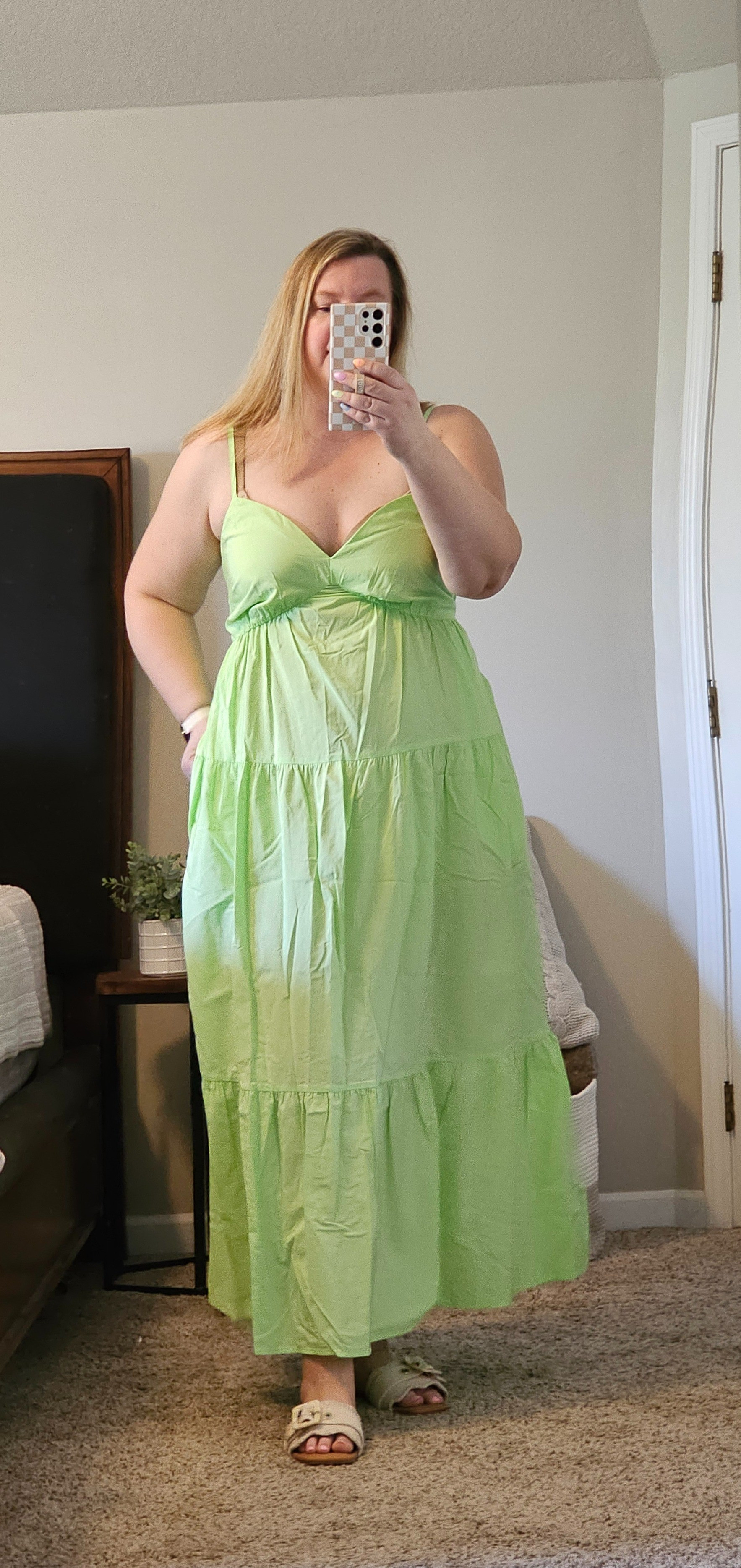 This dress is an XXL it is a bit sheer so wear a slip or nudes undergarments.  It has a cut out in the back but could wear a strapless bra. 

#LTKxTarget #LTKmidsize #LTKover40