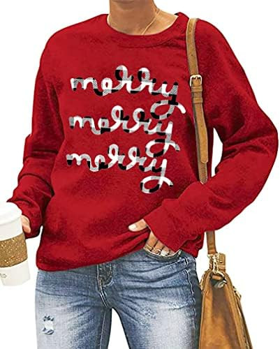 Christmas Sweatshirt Women Merry and Bright Christmas T-Shirt Funny Xmas Lights Blouse Tops Holid... | Amazon (US)