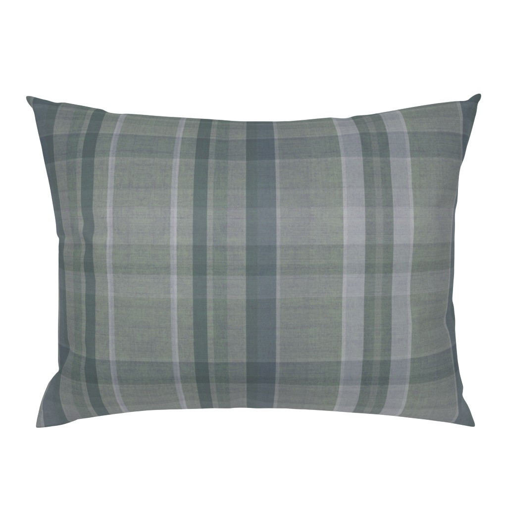 Bluish Green Cozy Plaid Custom Corrected Reduced Green LARGE SCALE Etsy Pillow Sham | Spoonflower | Spoonflower