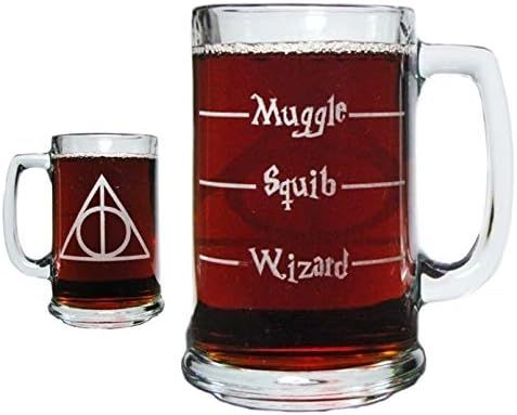 Deathly Hallows Engraved on Both Sides AND Bottom! 15oz. Beer Mug with Handle | Amazon (US)