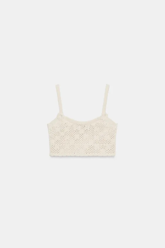 POINTELLE FLORAL KNIT TOP | Zara US