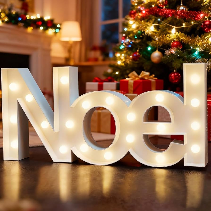 Bright Zeal 18" Large NOEL Sign Marquee Letters With Lights (White, 6hr Timer) - Christmas Wall D... | Amazon (US)