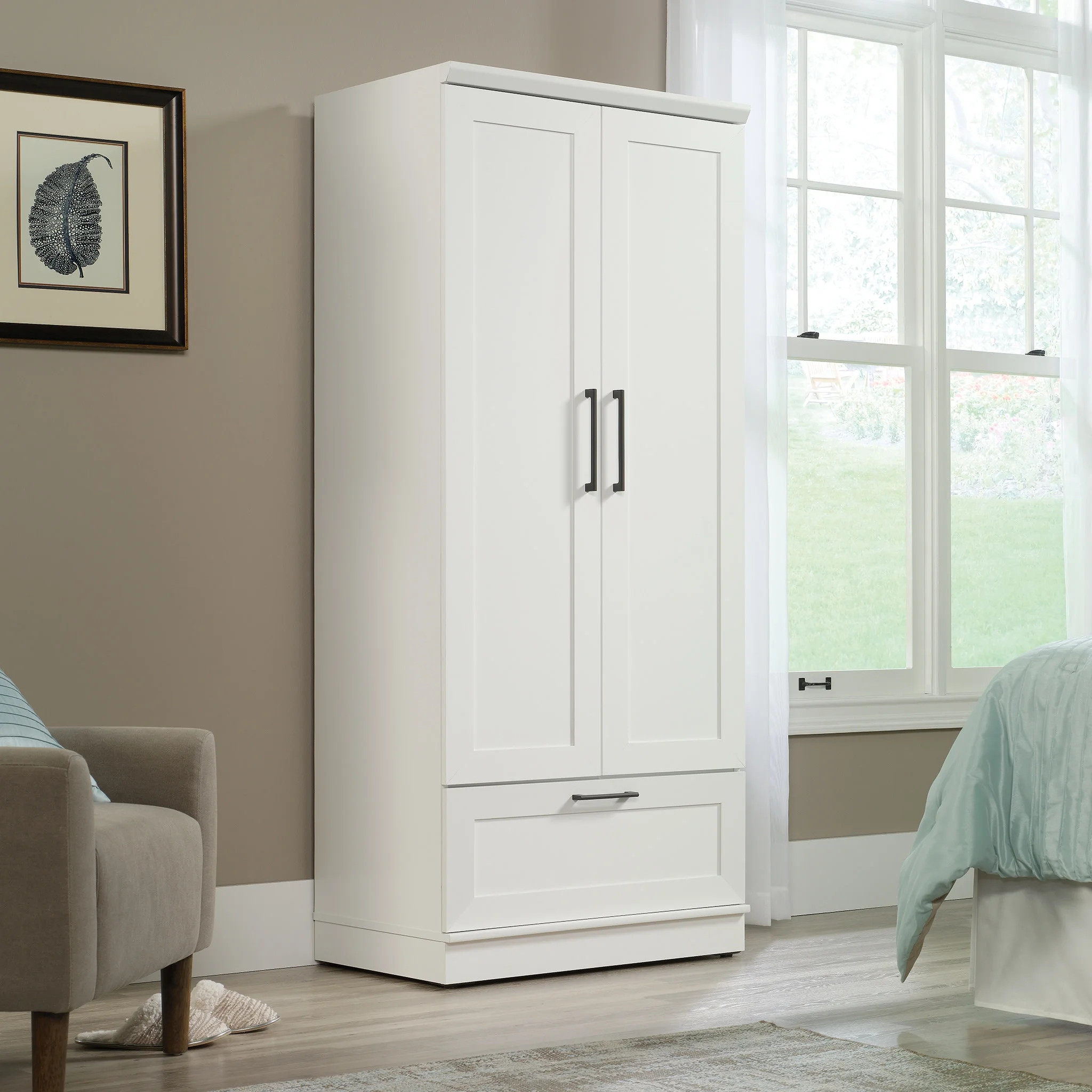 Sauder HomePlus Bedroom Wardrobe Armoire, Soft White Finish | Walmart (US)