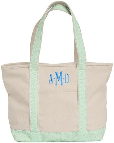 Personalized Floral Canvas Tote Bag – Monogram Zip Top Work and Travel Tote for Women | Persona... | Amazon (US)