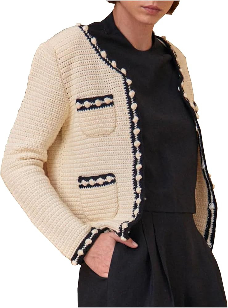 Women's Open Front Cardigan Sweaters Casual Long Sleeve Button Down Chunky Knit Outerwear Coats | Amazon (US)