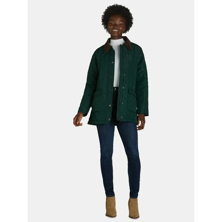 Time and Tru Women's and Women's Plus Quilted Barn Coat, Sizes XS-3X | Walmart (US)