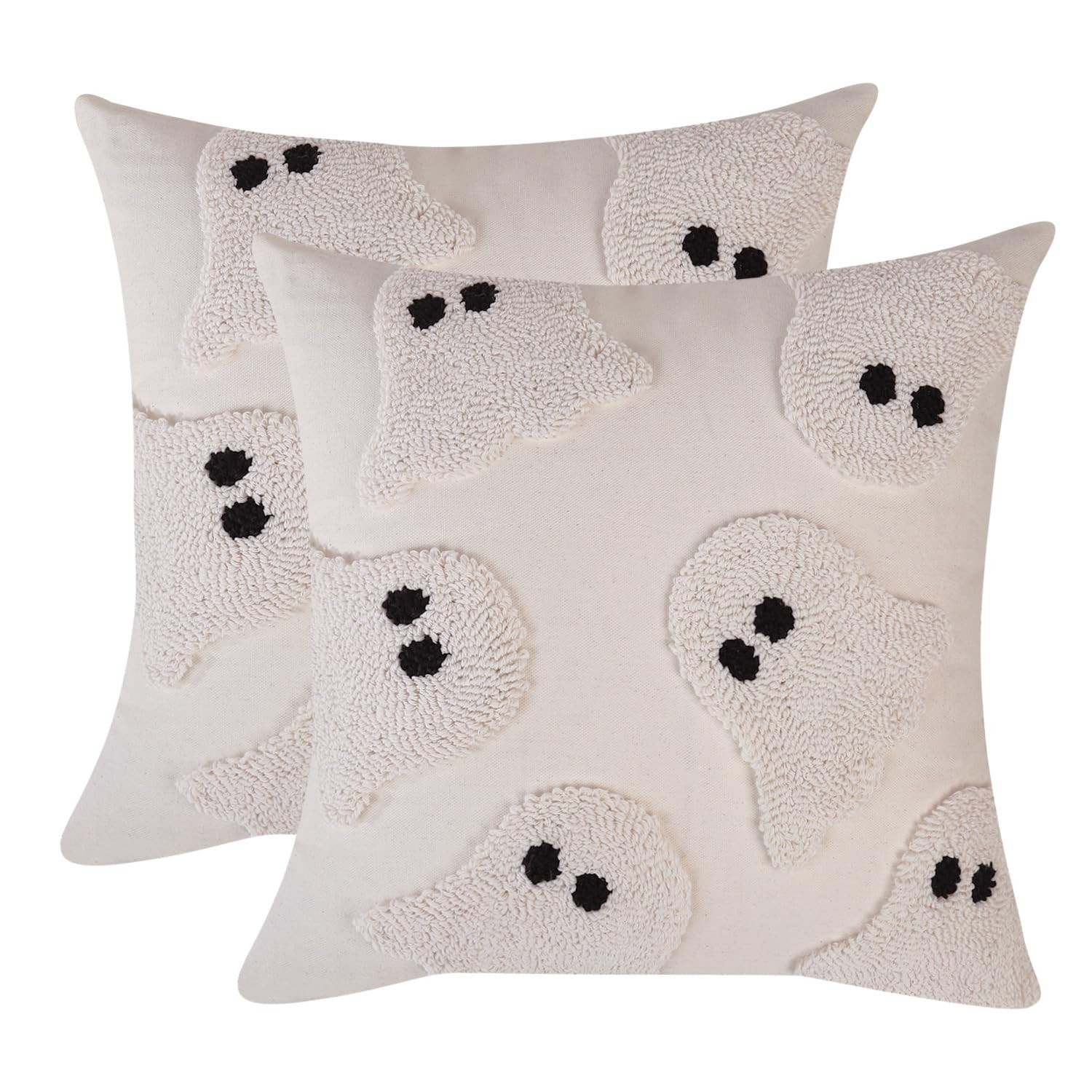 Tosleo Halloween Throw Pillow Covers 18x18 inch Set of 2 Halloween White Ghosts Embroidered Pillo... | Amazon (US)