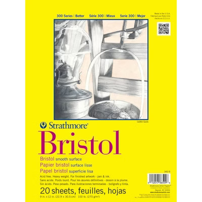 Strathmore 300 Series Bristol Pad, Smooth Finish, Tape Binding, 20 Sheet, 9x12 inch, 1 Count | Target