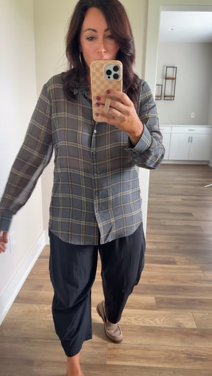 @Aritzia haul! Wearing a medium in this sheer top! I love the fun take on a plaid flannel 😍 10/10 haul!

#LTKootd #LTKSeasonal #LTKdayinmylife