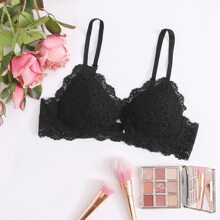 Keyhole Black Lace Bralette | SHEIN