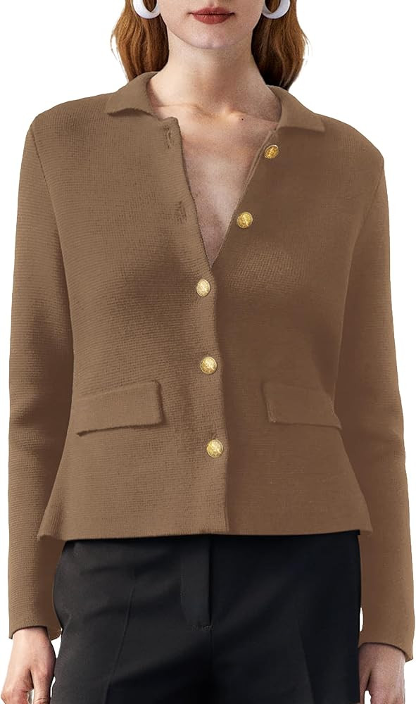 SuperPrity Cardigan Sweaters for Women Long Sleeve Lightweight Cropped Knit Blazer Button Jacket ... | Amazon (US)