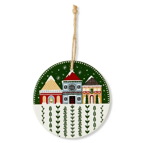 Green and Red Ceramic Quaint Village Christmas Ornament, 4", by Holiday Time | Walmart (US)