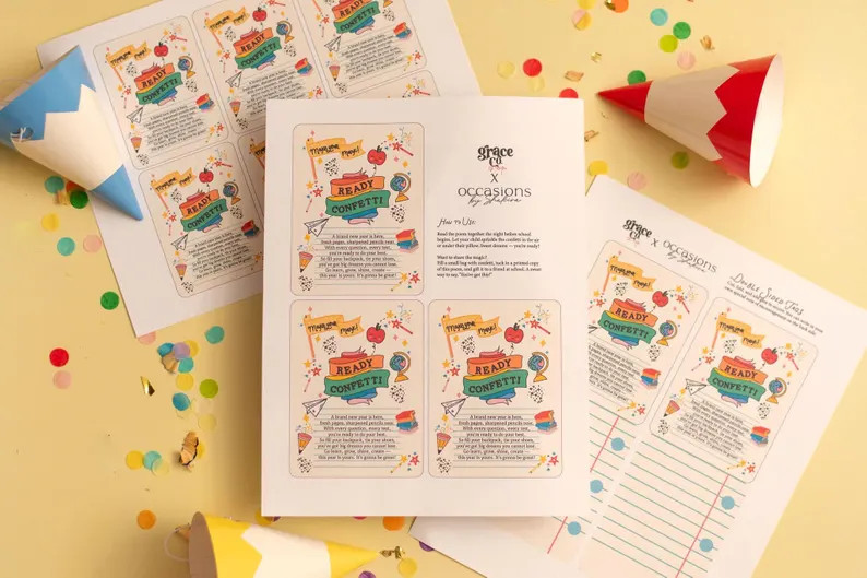 Ready Confetti Printable Gift Tag, Back to School Printable, First Day of School Surprise, Kinder... | Etsy (Global)