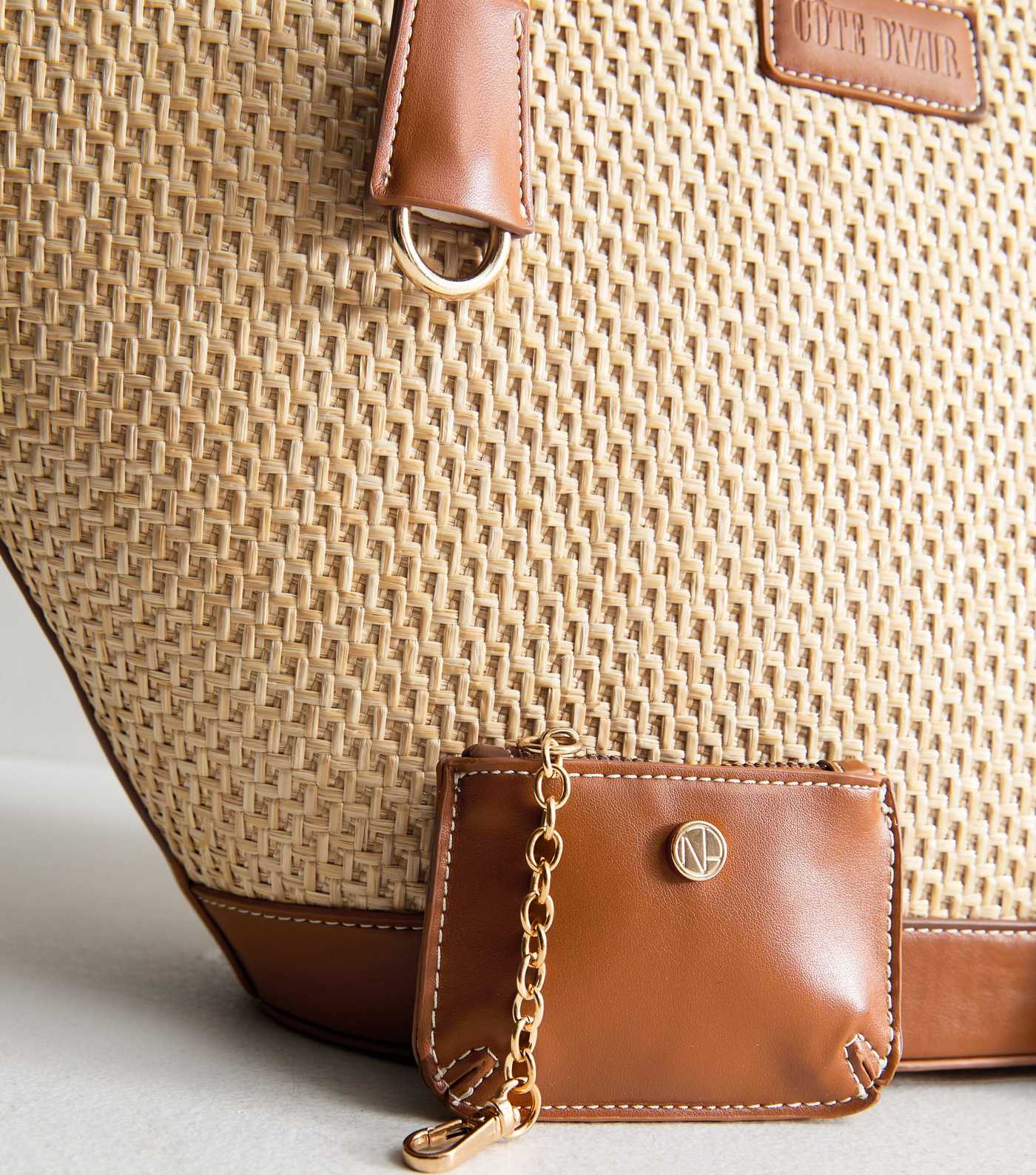 Stone Faux Leather Trimmed Raffia Look Tote Bag | New Look | New Look (UK)