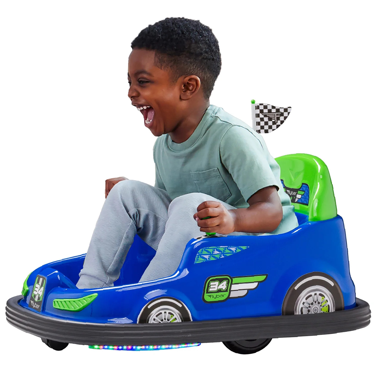 Kid Trax 6V Bumper Car Ride-On Toy, Blue, 360° Spin with LED Lights, Soft Bumpers, Safety Belt | Walmart (US)