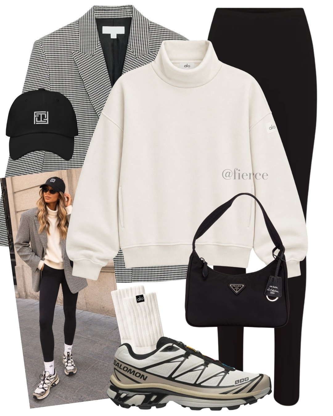 Houndstooth blazer black leggings Salomon xt 6 shearers cream funnel neck sweatshirt

#LTKautumn #LTKuk #LTKeurope