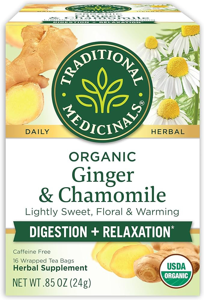 Traditional Medicinals Tea, Organic Ginger & Chamomile, Occasional Nausea & Indigestion Relief, 1... | Amazon (US)