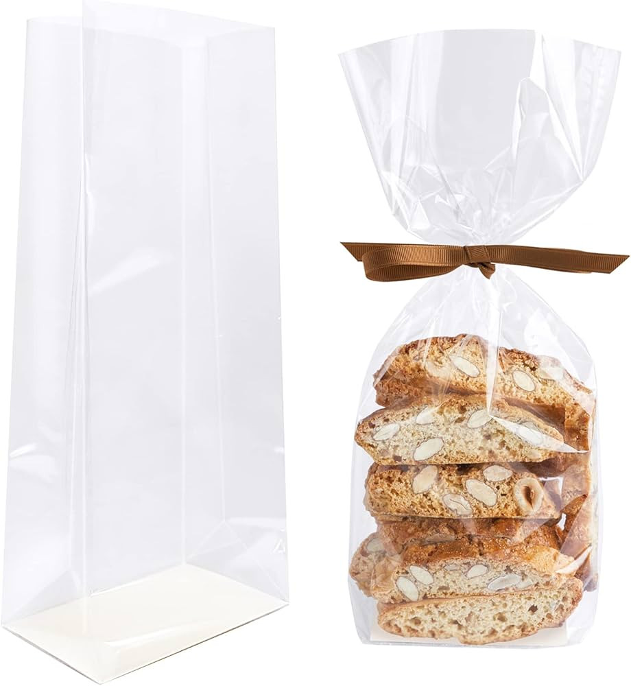 Morepack Gusseted Flat Bottom Cellophane Bags with Paper Insert 50Pcs 5x3x12 Inches Gusseted Cell... | Amazon (US)
