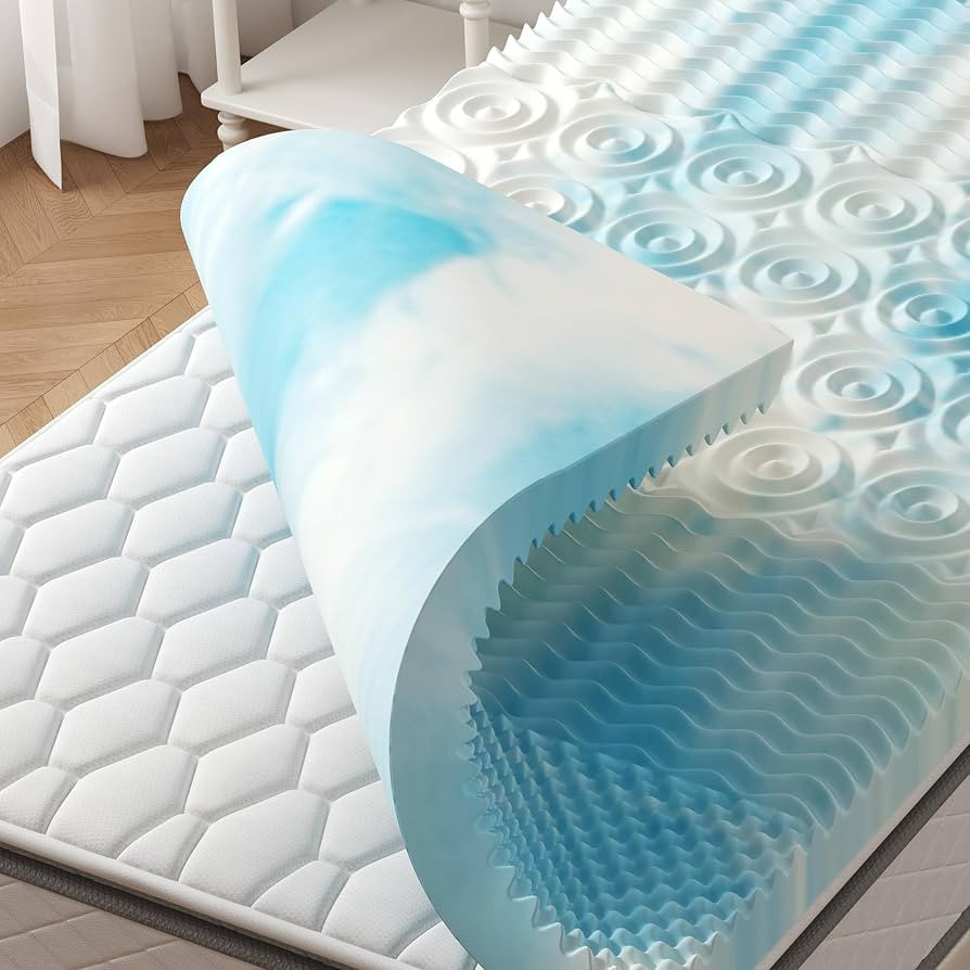 NEWBULIG Twin Size 2 Inch Memory Foam Mattress Topper, 5-Zone Cooling Gel Infused Egg Crate Foam ... | Amazon (US)