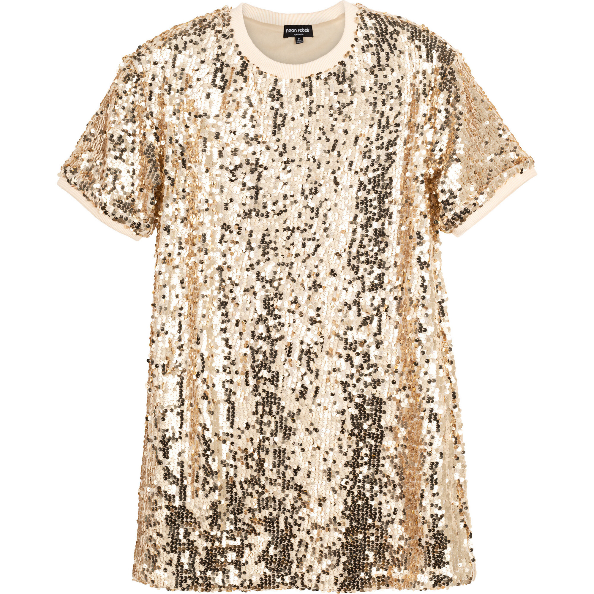 Angie Sequin T-Shirt Dress, Platinum Gold | Maisonette