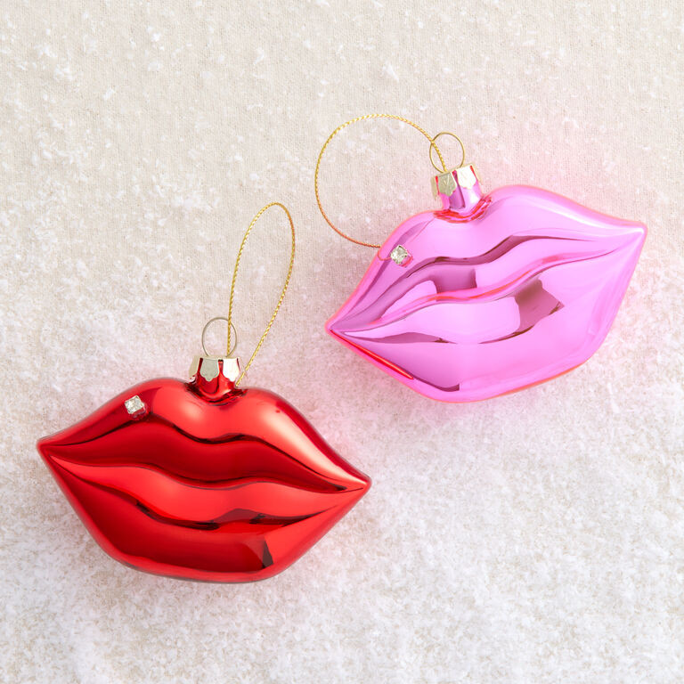 Glass Lips with Rhinestone Ornaments Set of 2 | World Market