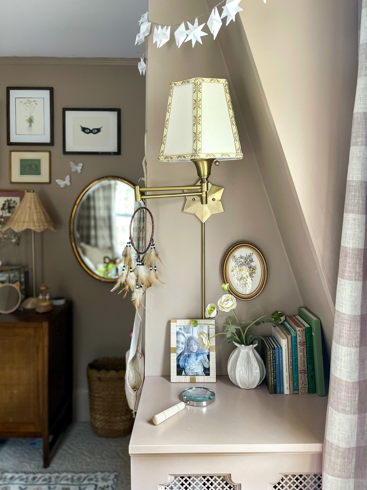 It appears I can’t stop making lampshades? This one is in Max’s room and couldn’t have been easier to make…just some pretty vintage ribbon + permanent glue dots (they’re not actually permanent but stick better than the removable ones). You can certainly use a glue gun as well! The shade (from her @shadesoflight sconce) had a natural pattern to follow so I really just had fun doubling up & overlapping ribbon lines. What do you think? Would you try this?! 

Catch up on all my lampshade making in the DIY lampshade story highlight. #farmhousedialfano #mstarrdesign 

#LTKhome #LTKstyletip #LTKFind