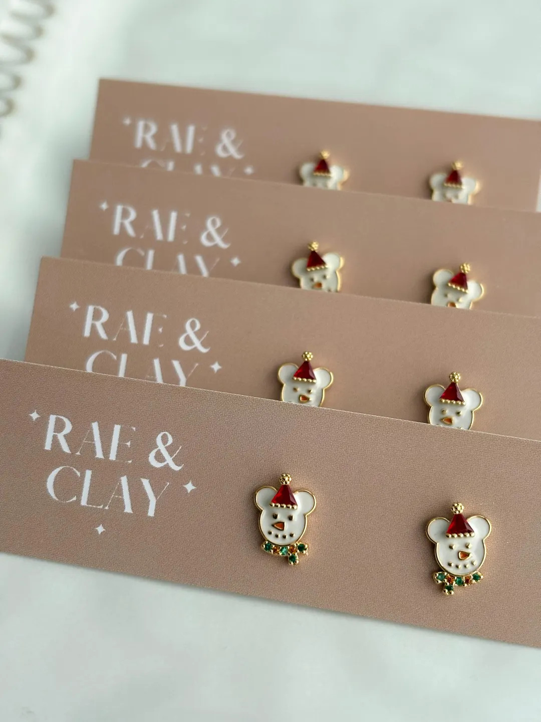 gold plated earrings | mouse snowman studs | holiday style | handmade jewelry | gifts for teacher... | Etsy (US)