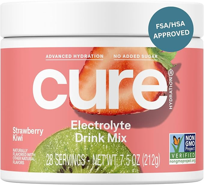 Cure Hydration - Electrolyte Drink Powder Strawberry Kiwi 28 Servings | Plant-Based Dehydration R... | Amazon (US)