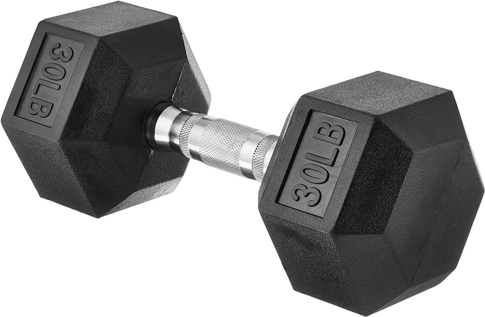 Amazon Basics Rubber Encased Exercise & Fitness Hex Dumbbell, Single, Hand Weight For Strength Tr... | Amazon (US)