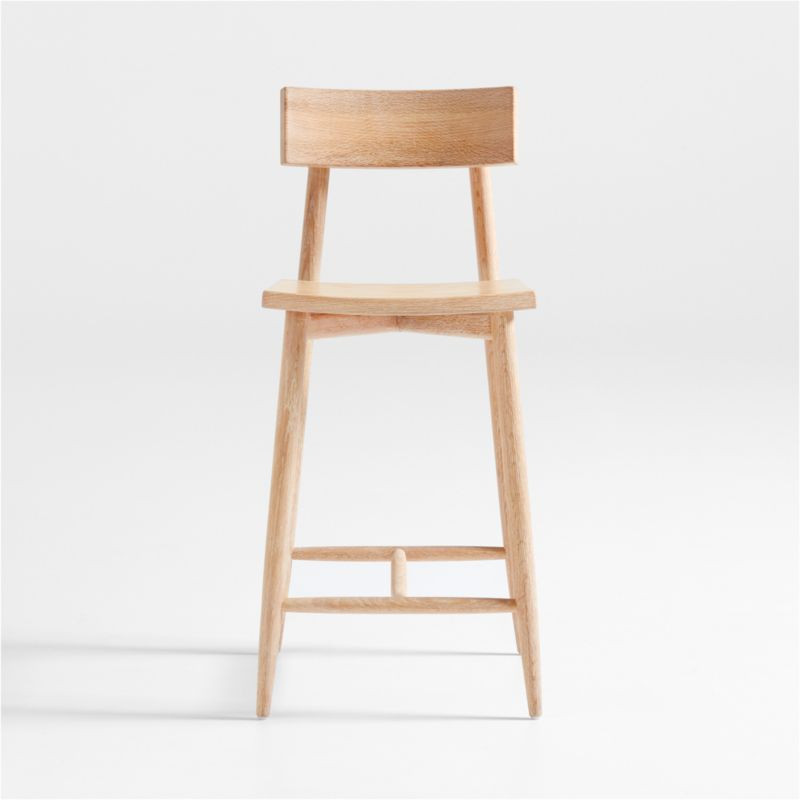 Oaklynn Cerused Natural Oak Wood Counter Stool + Reviews | Crate & Barrel | Crate & Barrel