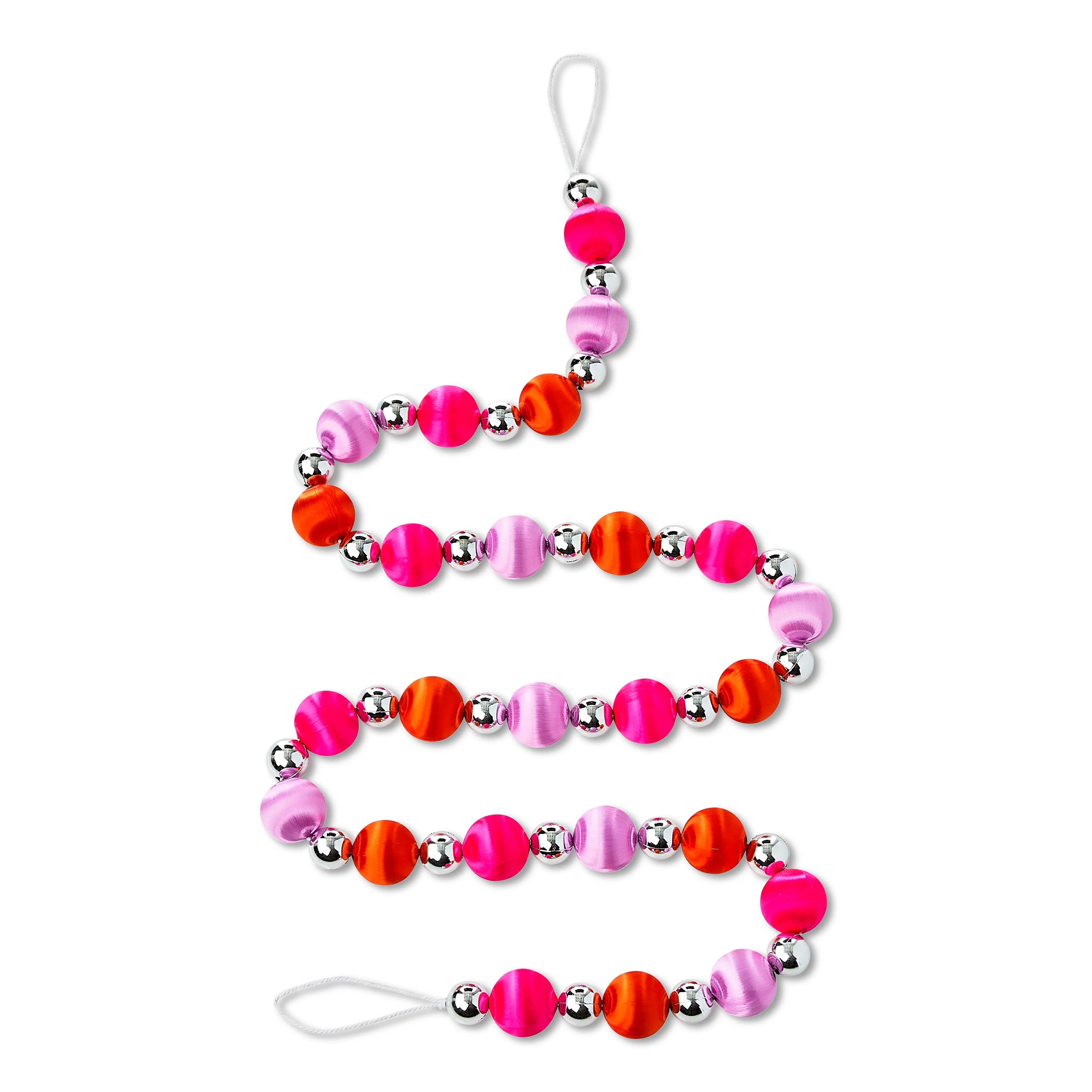 Fabric Ball Christmas Garland, Pink and Purple, 6', by Holiday Time | Walmart (US)