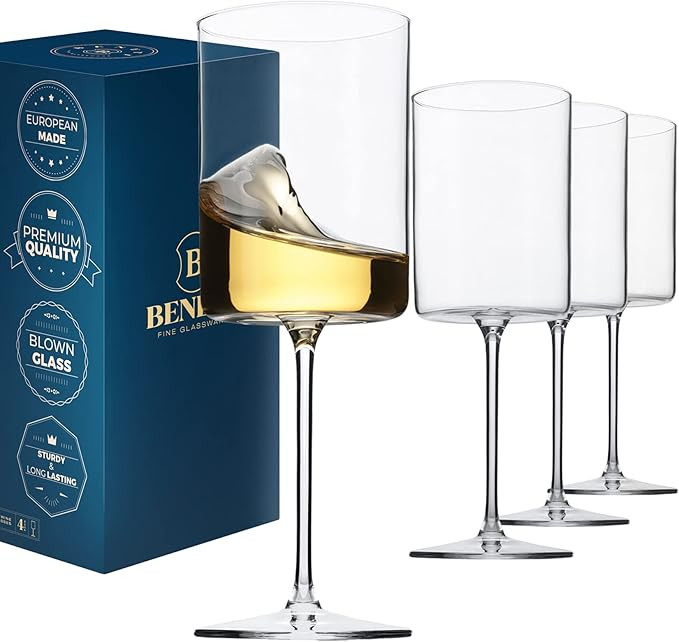 Superlative Edge Wine Glasses Square [Set of 4] White & Red Wine Goblets, Premium Clear Glass Bor... | Amazon (US)