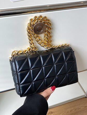 Quilted Chain Flap Square Bag | SHEIN