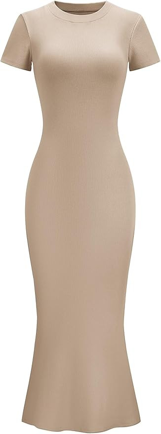 LOMON Women Fishtail Hem Ribbed Maxi Dresses Summer Casual Stylish Y2k Sexy Fitted Lady Elegant C... | Amazon (US)