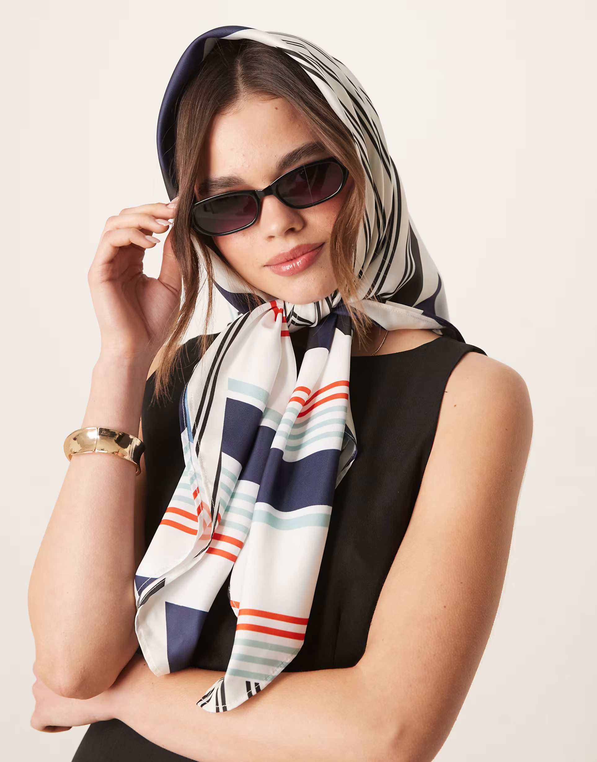 ASOS DESIGN large headscarf in spliced stripe print | ASOS (Global)